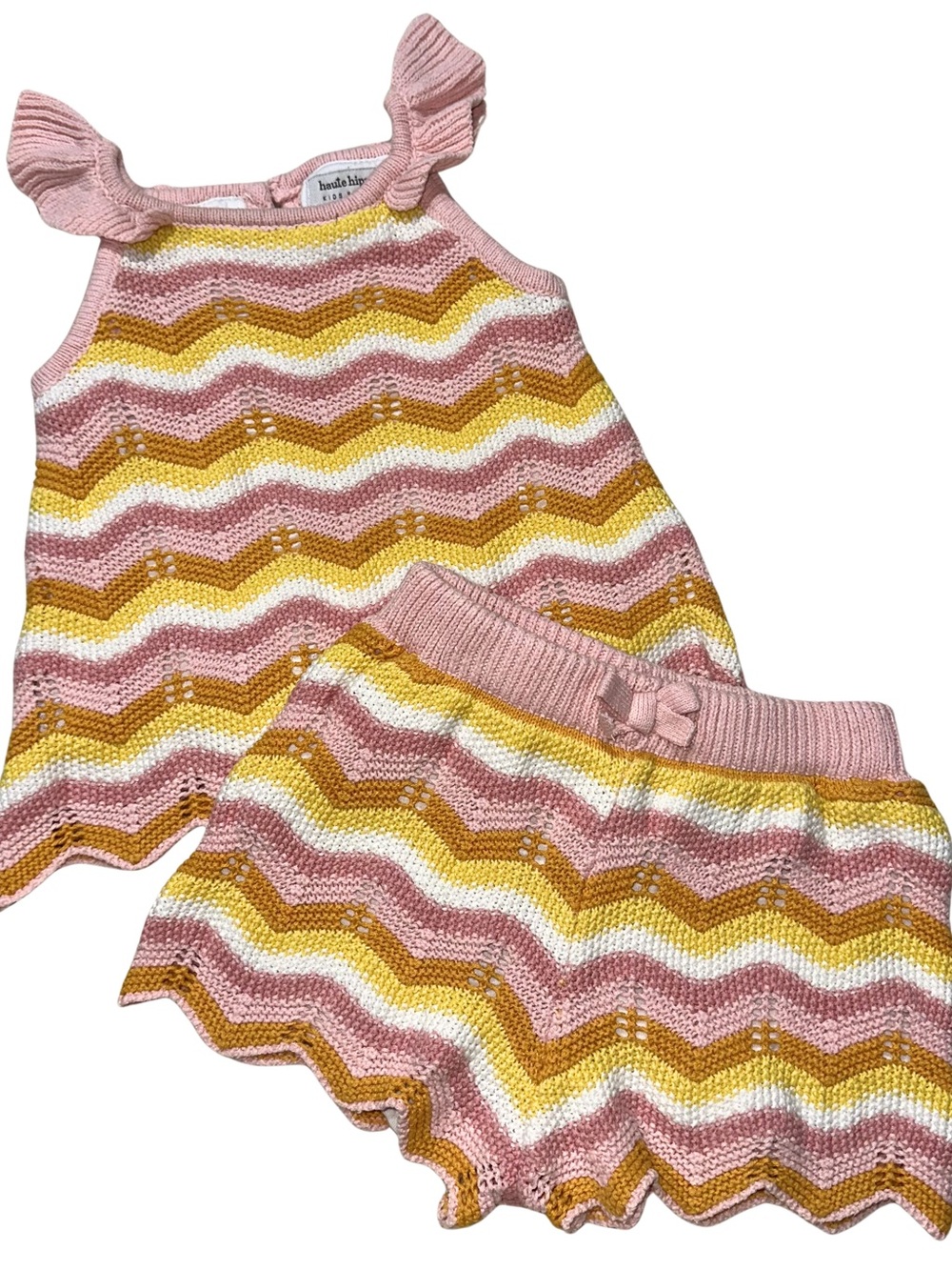 Haute Hippie 2 Piece Baby Knit Outfit Sunset Colors Chevron Boho Girls 12 Month